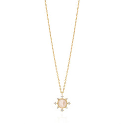 Melati Rise necklace in Yellow Gold with Rose Quartz and diamonds