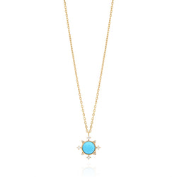 Melati Rise necklace in Yellow Gold with Turquoise and diamonds
