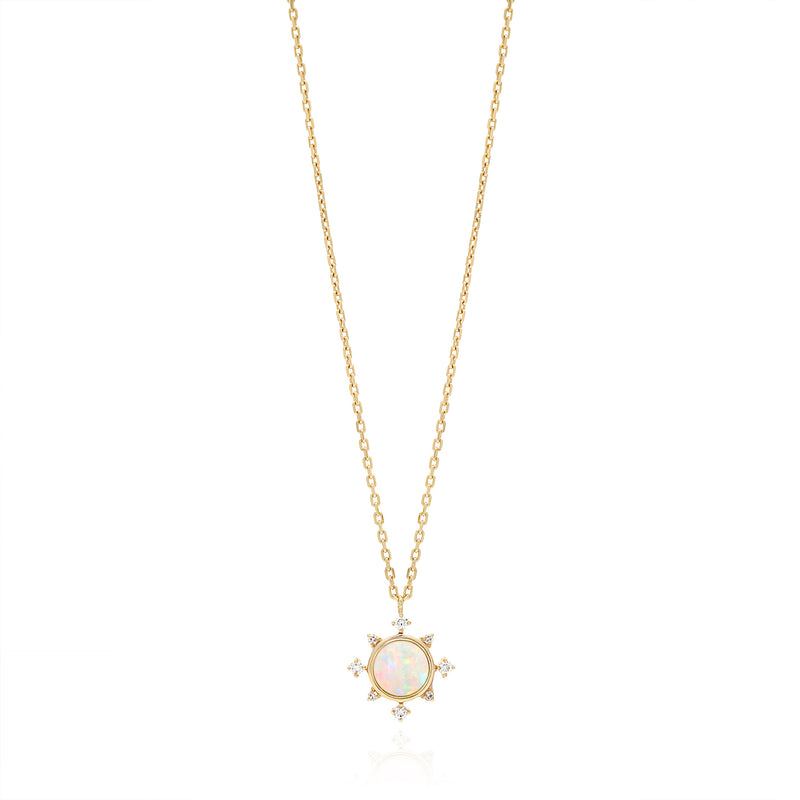 Melati Rise necklace in Yellow Gold with Opal and diamonds