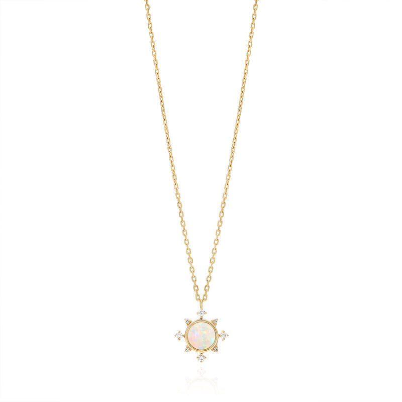 Melati Rise necklace in Yellow Gold with Opal and diamonds