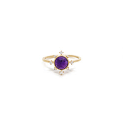 Melati "Rise" ring in Yellow Gold with Amethyst and diamonds