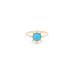 Melati Rise ring in Yellow Gold with Turquoise and diamonds