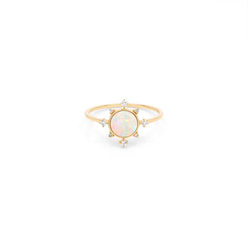 Melati Rise ring in Yellow Gold with Opal and diamonds