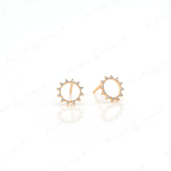 Melati Round Earrings in Yellow Gold with Diamonds - Al Zain Jewellery