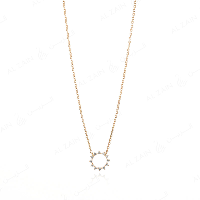 Melati Round Necklace in Yellow Gold with Diamonds - Al Zain Jewellery