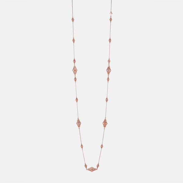 Al Merriyah in 18k rosegold edition. Matte finish necklace with diamonds - Al Zain Jewellery