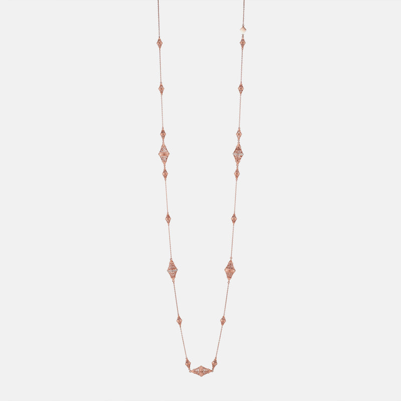 Al Merriyah in 18k rosegold edition. Matte finish necklace with diamonds - Al Zain Jewellery