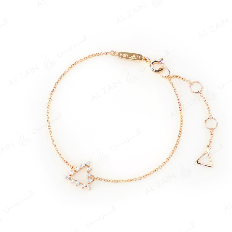 Melati triangle Bracelet in Yellow Gold with Diamonds - Al Zain Jewellery